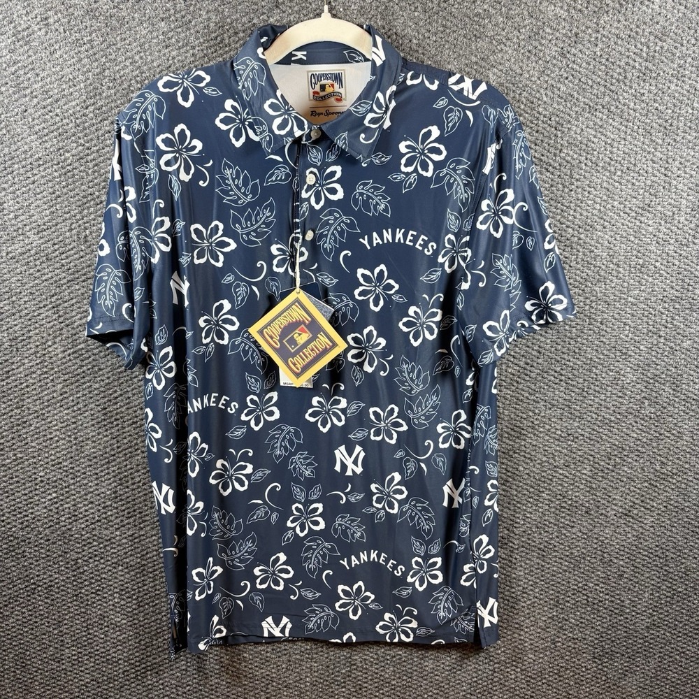 Reyn Spooner Men's New York Yankees Short Sleeve Hawaiian Shirt Blue Size‎ S